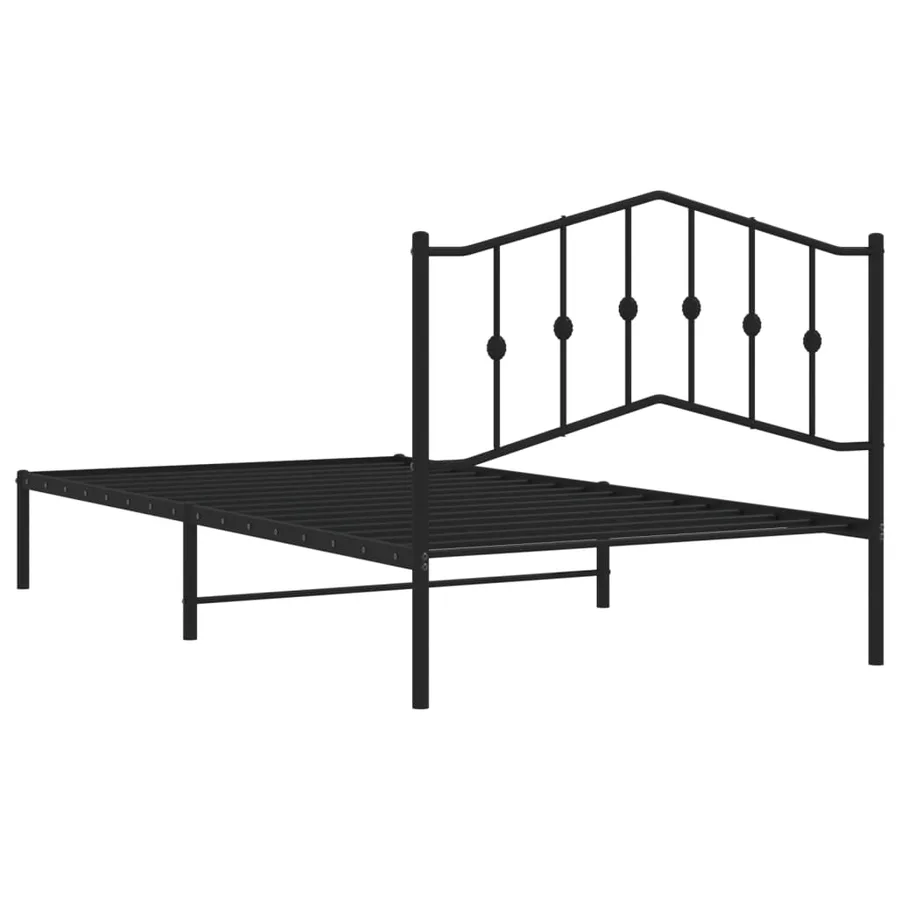Cadre de lit métal sans matelas avec tête de lit noir 107x203cm - 7