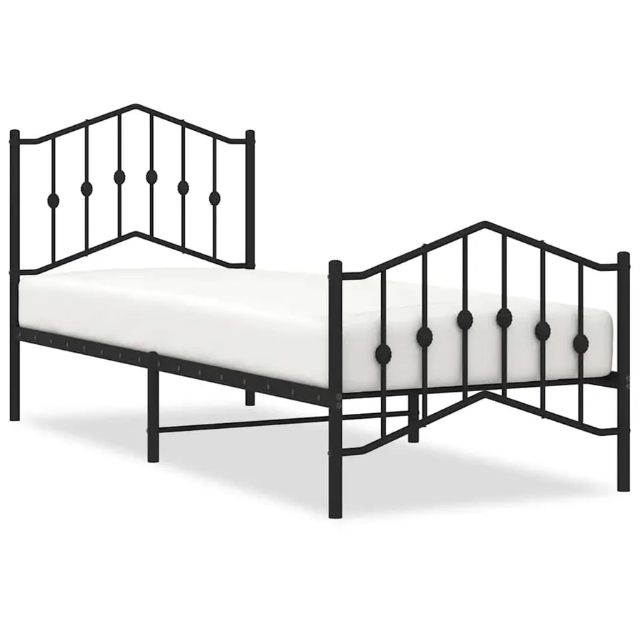 Cadre de lit métal sans matelas avec pied de lit noir 80x200 cm - 2