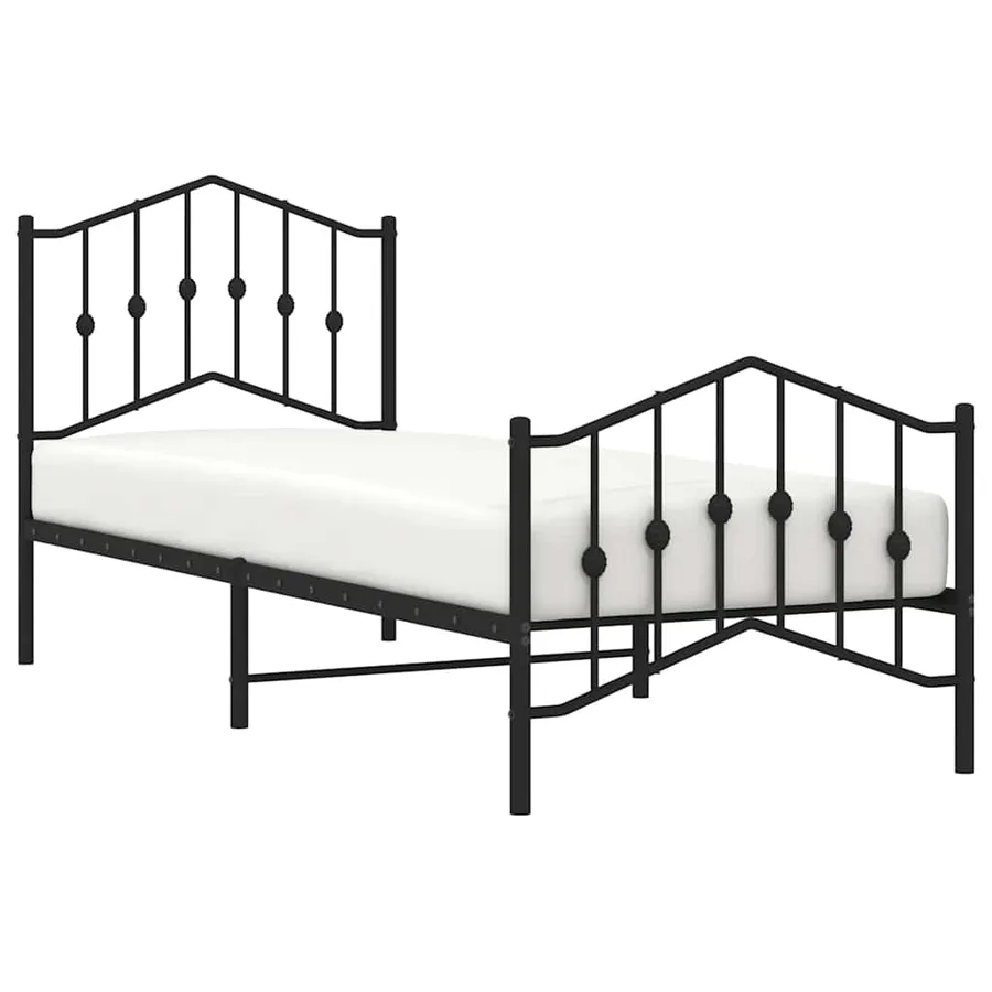 Cadre de lit métal sans matelas avec pied de lit noir 80x200 cm - 3