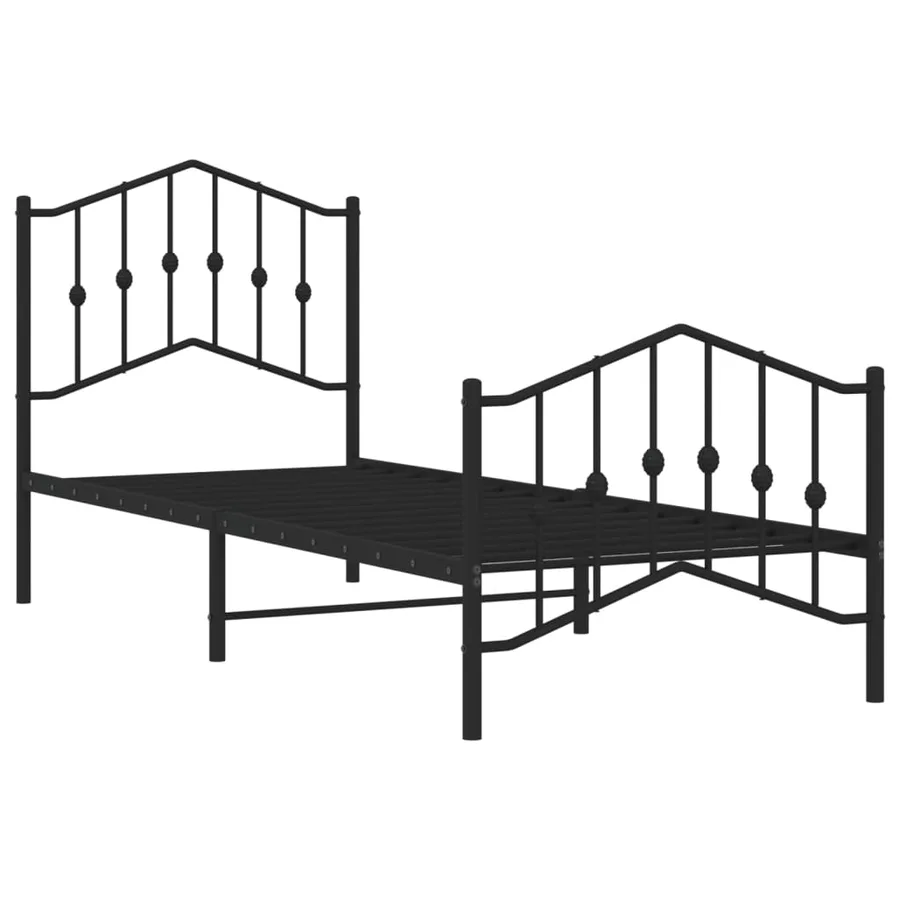 Cadre de lit métal sans matelas avec pied de lit noir 80x200 cm - 4