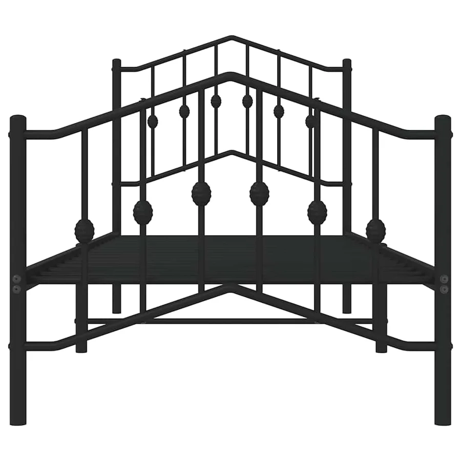 Cadre de lit métal sans matelas avec pied de lit noir 80x200 cm - 5