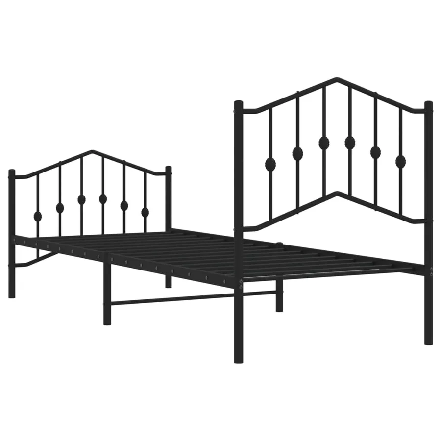 Cadre de lit métal sans matelas avec pied de lit noir 80x200 cm - 7