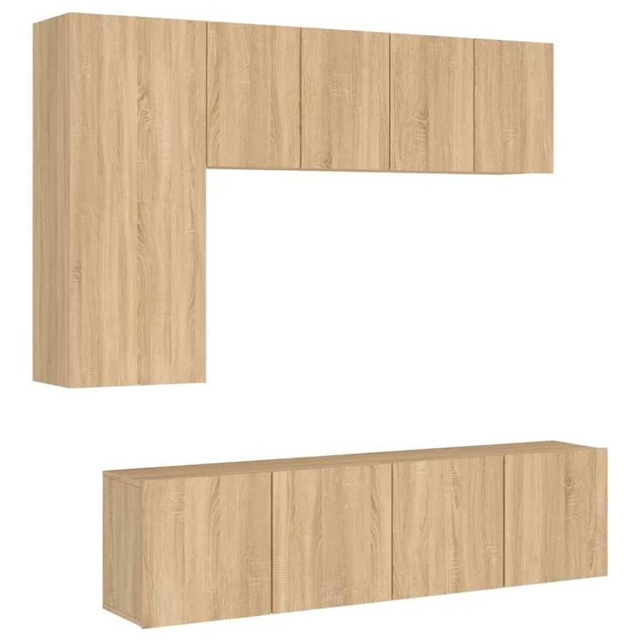 Unités murales TV 5 pcs chêne sonoma bois d'ingénierie - 2