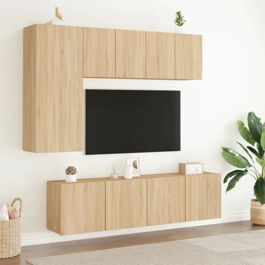 Unités murales TV 5 pcs chêne sonoma bois d'ingénierie - 3