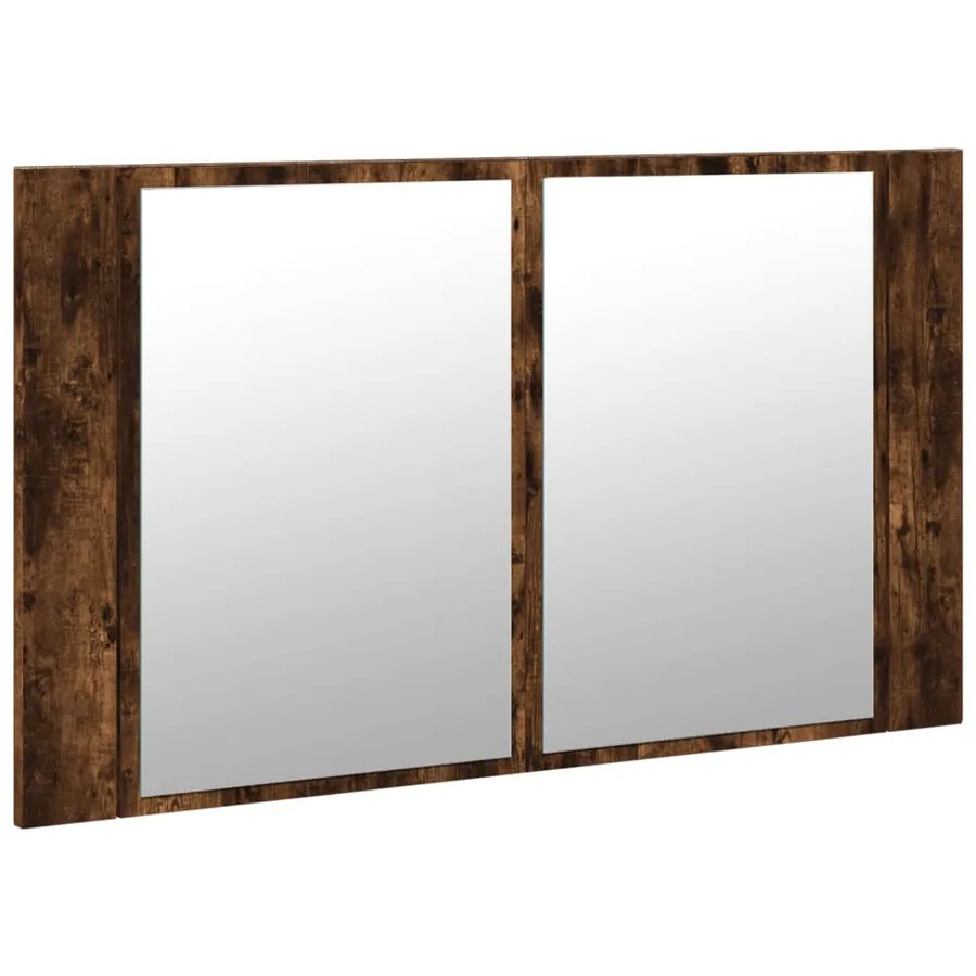 Armoire à miroir à LED de bain chêne fumé 80x12x45 cm acrylique - 6