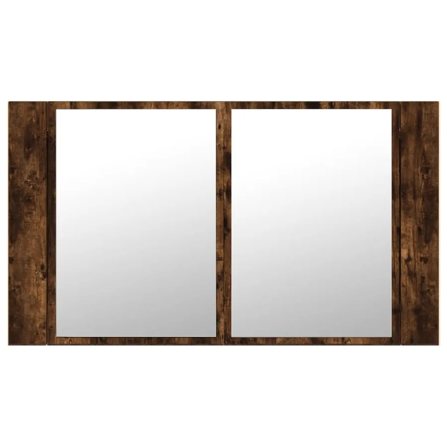 Armoire à miroir à LED de bain chêne fumé 80x12x45 cm acrylique - 7