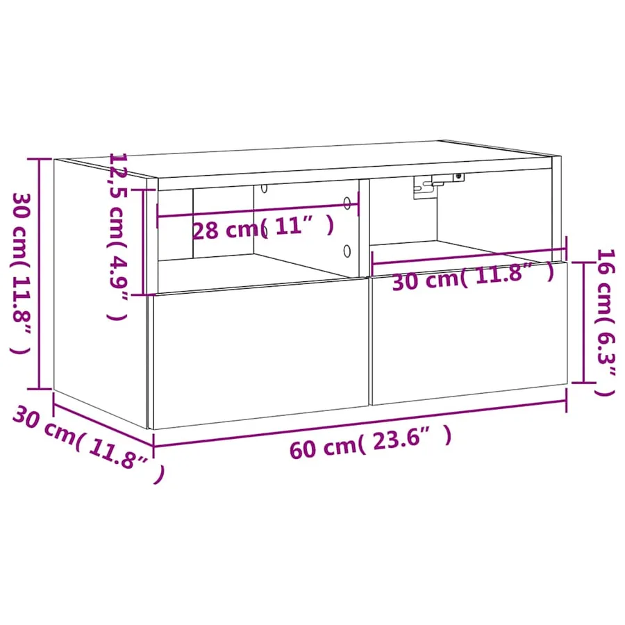 Meuble TV mural sonoma gris 60x30x30 cm bois d'ingénierie - 14