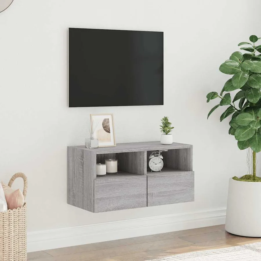 Meuble TV mural sonoma gris 60x30x30 cm bois d'ingénierie - 3
