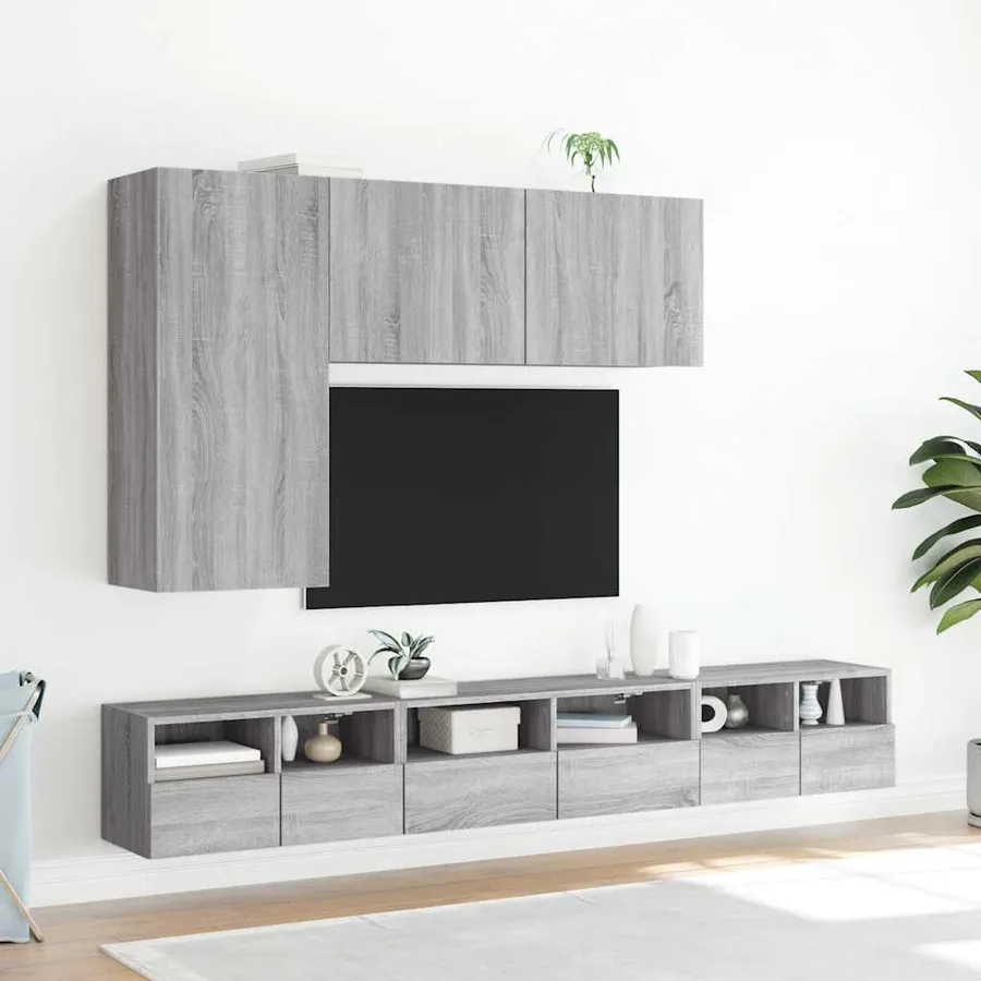 Meuble TV mural sonoma gris 60x30x30 cm bois d'ingénierie - 4