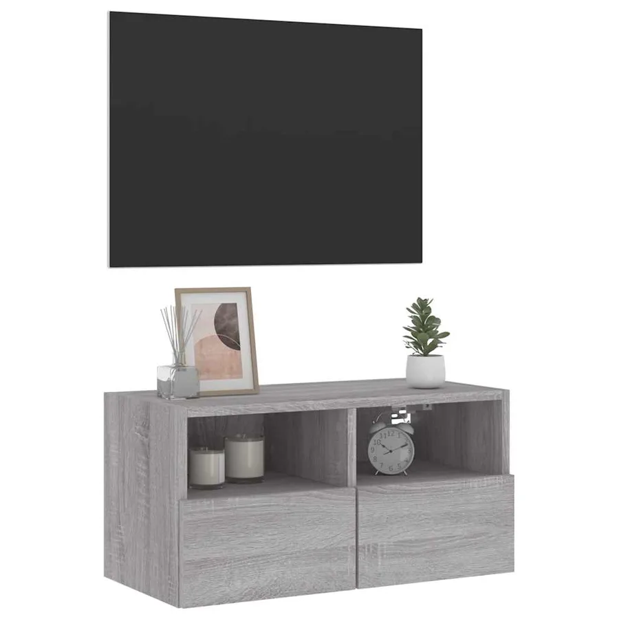 Meuble TV mural sonoma gris 60x30x30 cm bois d'ingénierie - 5