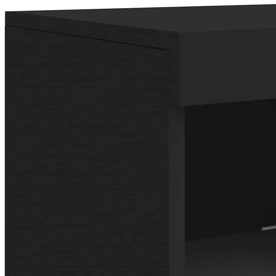 Buffets avec lumières LED 3 pcs noir bois d'ingénierie - 11