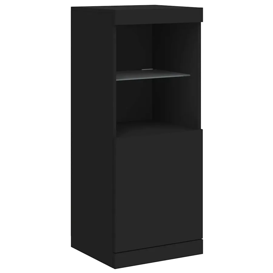 Buffets avec lumières LED 3 pcs noir bois d'ingénierie - 7