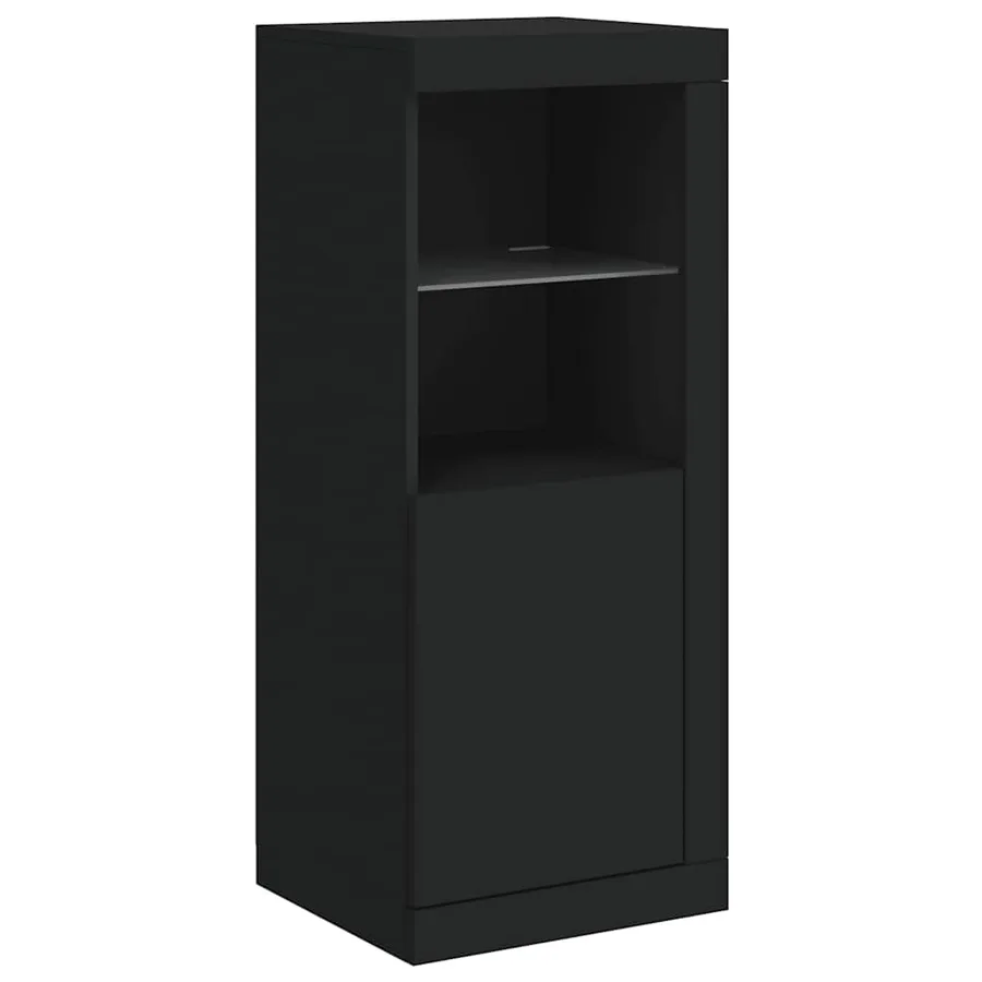 Buffets avec lumières LED 3 pcs noir bois d'ingénierie - 8