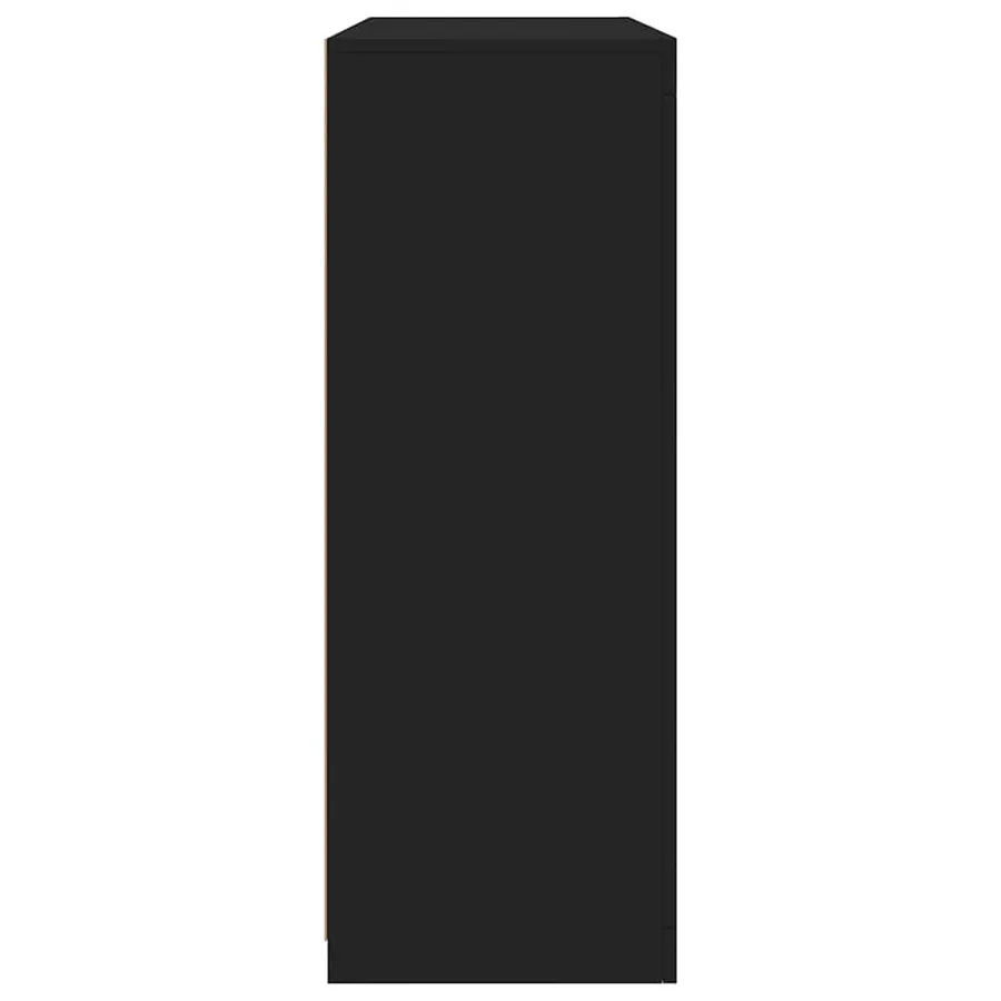 Buffets avec lumières LED 3 pcs noir bois d'ingénierie - 9