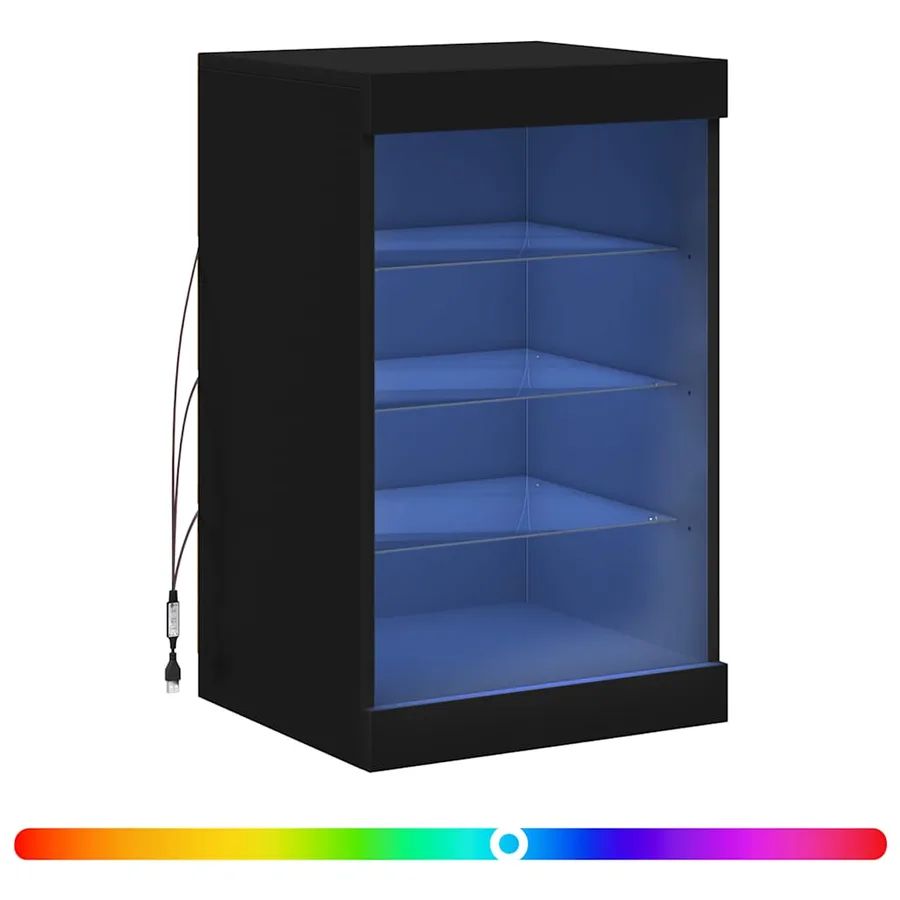 Buffet avec lumières LED noir 41x37x67 cm - 2