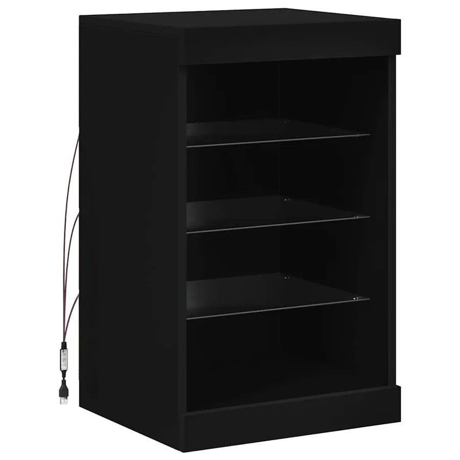 Buffet avec lumières LED noir 41x37x67 cm - 3