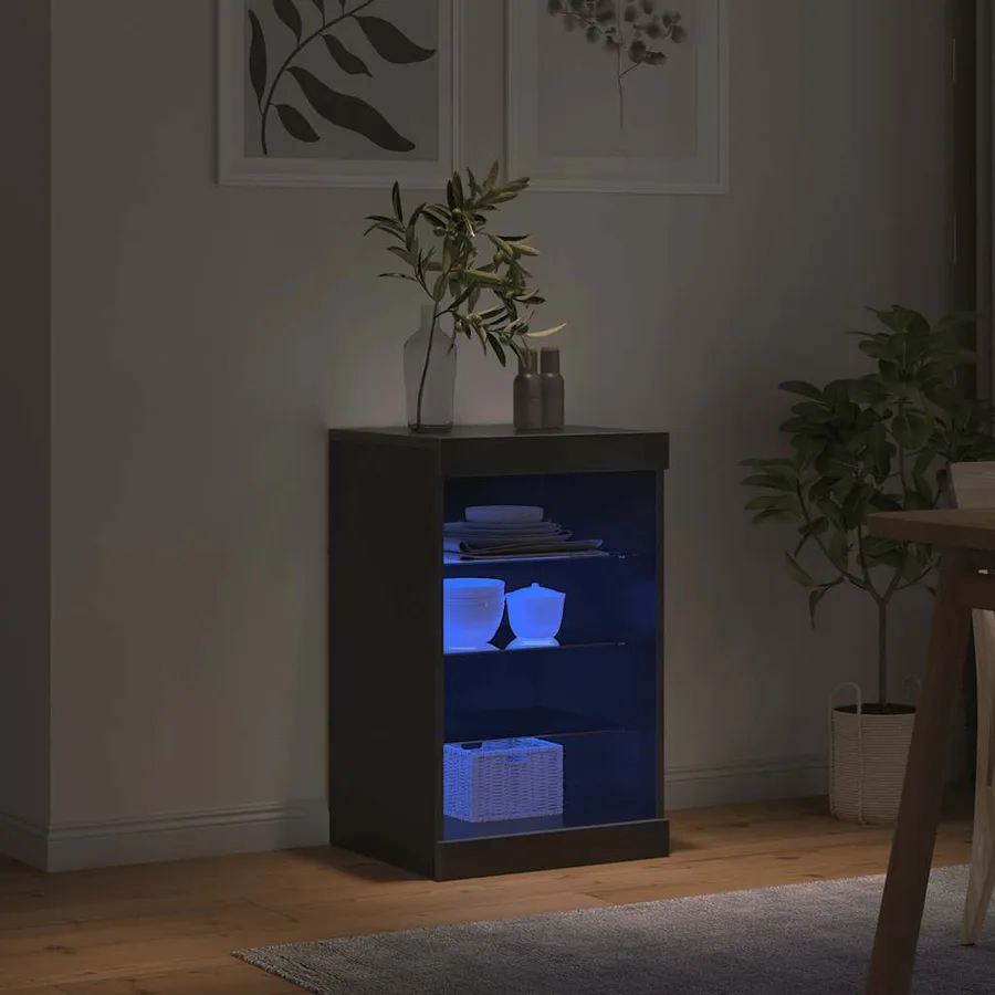 Buffet avec lumières LED noir 41x37x67 cm - 4