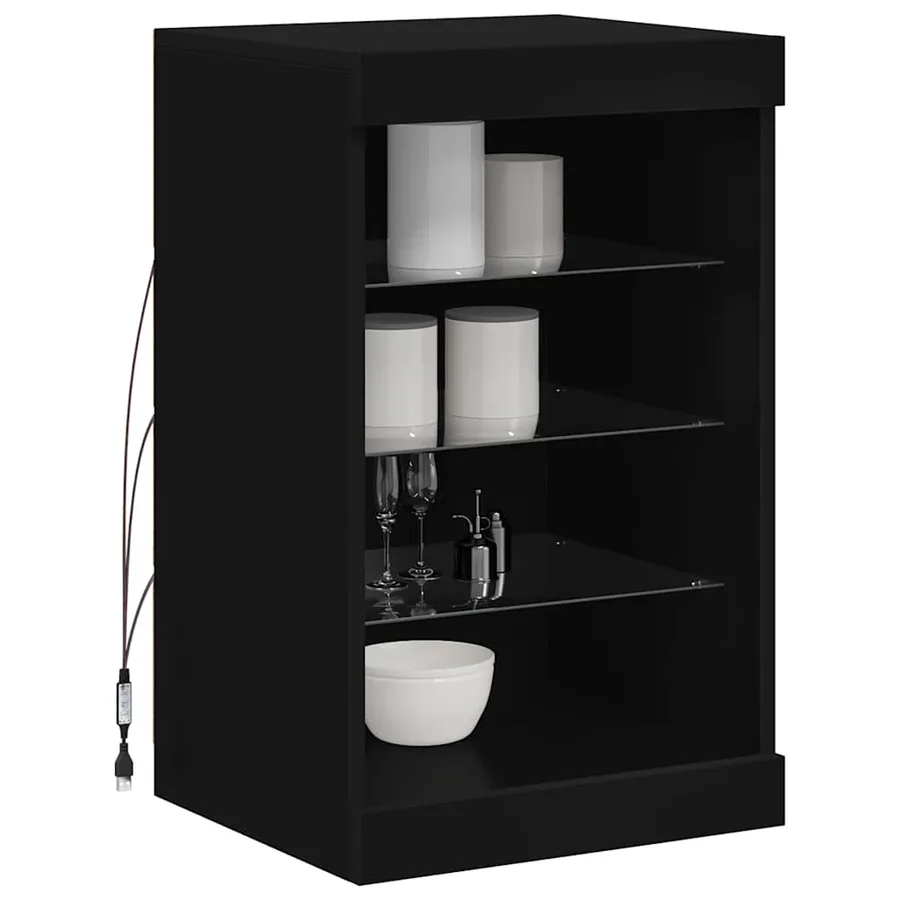 Buffet avec lumières LED noir 41x37x67 cm - 5