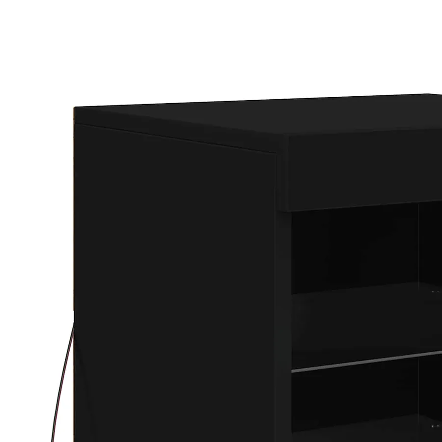 Buffet avec lumières LED noir 41x37x67 cm - 9