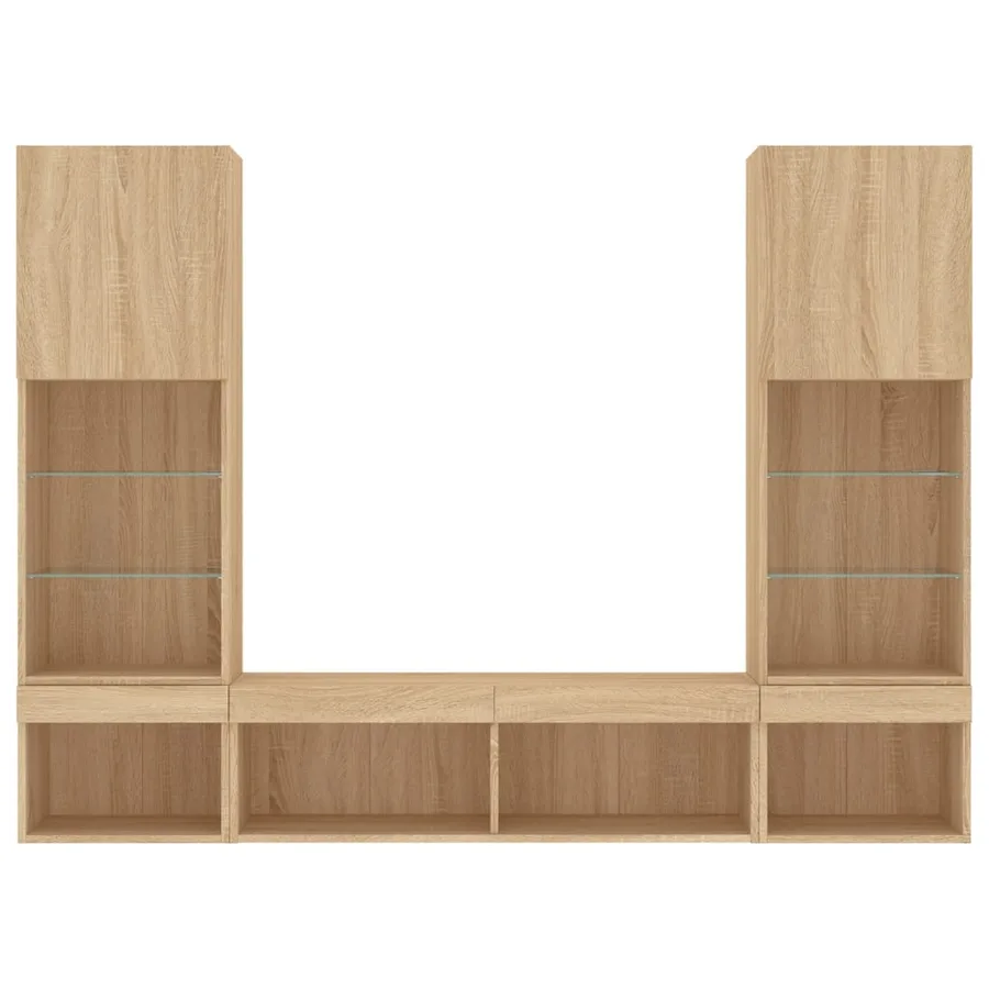Unités murales TV avec LED 5 pcs chêne sonoma bois d'ingénierie - 7