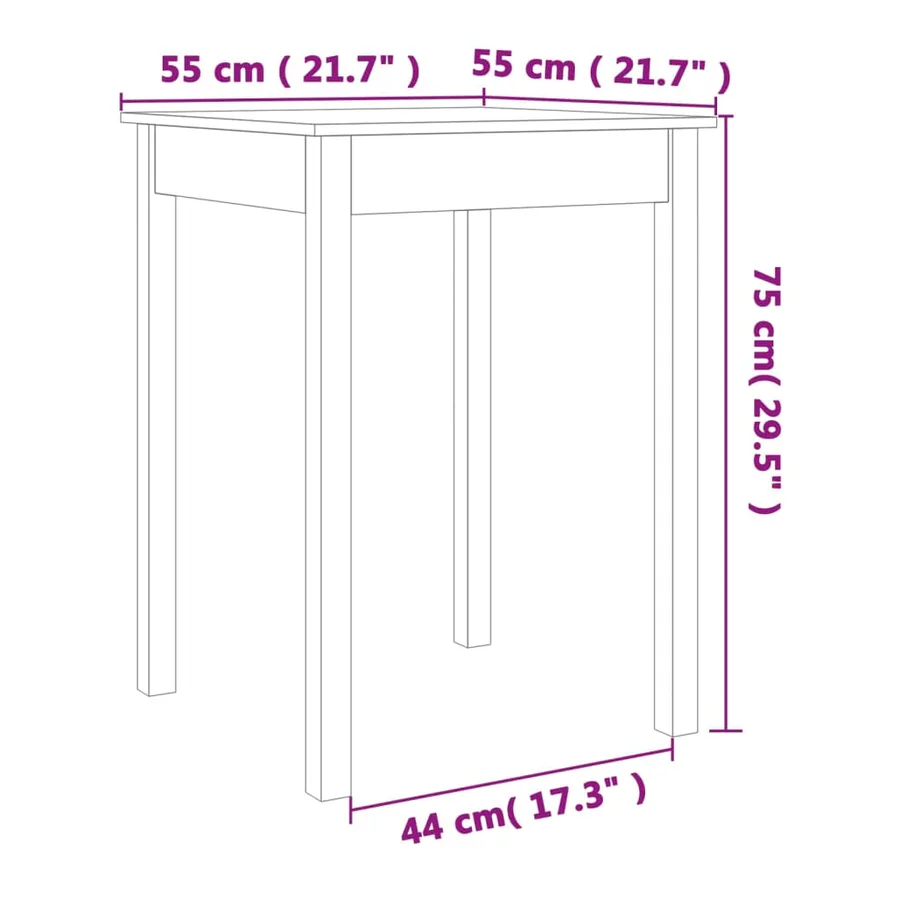 Table à manger cire marron 55x55x75 cm bois massif de pin - 10