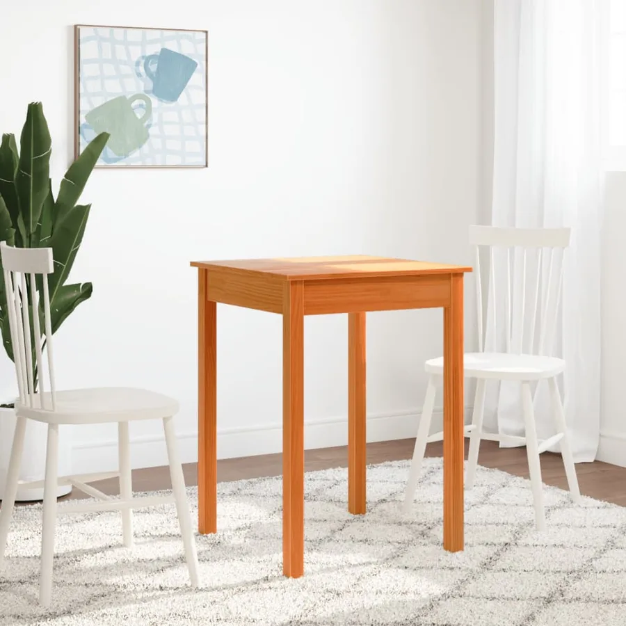 Table à manger cire marron 55x55x75 cm bois massif de pin - 3