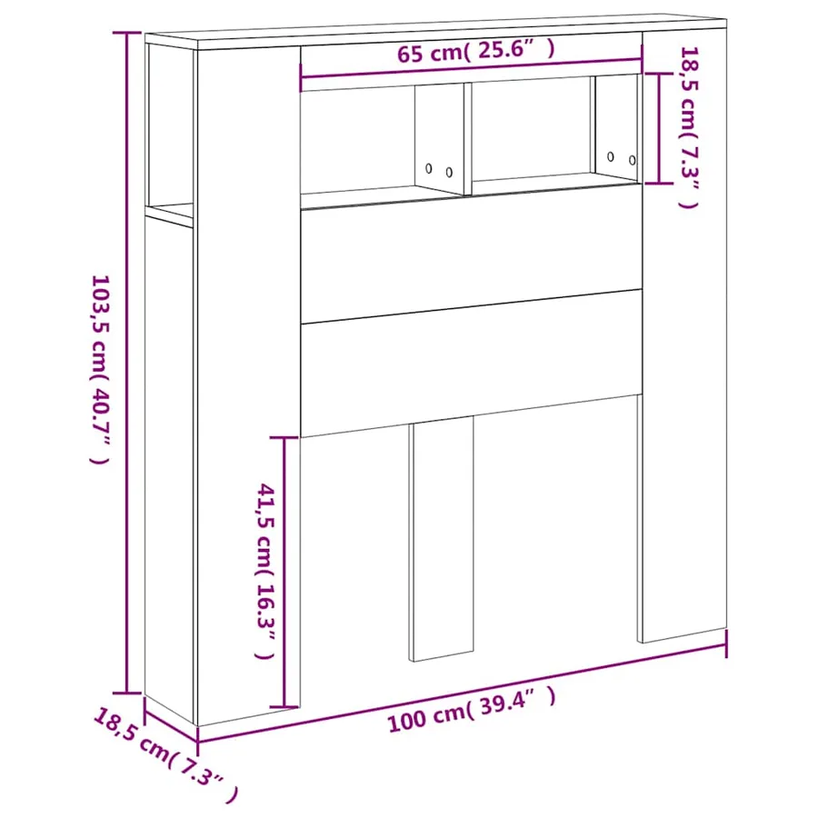Tête de lit à LED chêne sonoma 100x18,5x103,5cm bois ingénierie - 14