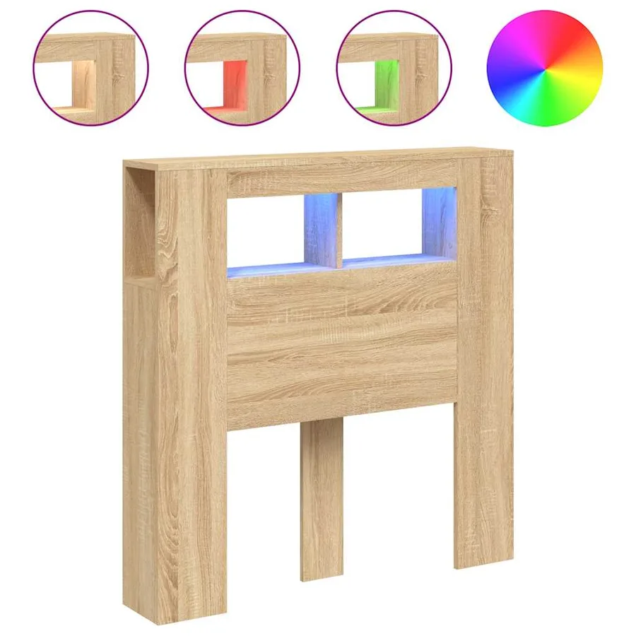 Tête de lit à LED chêne sonoma 100x18,5x103,5cm bois ingénierie - 2