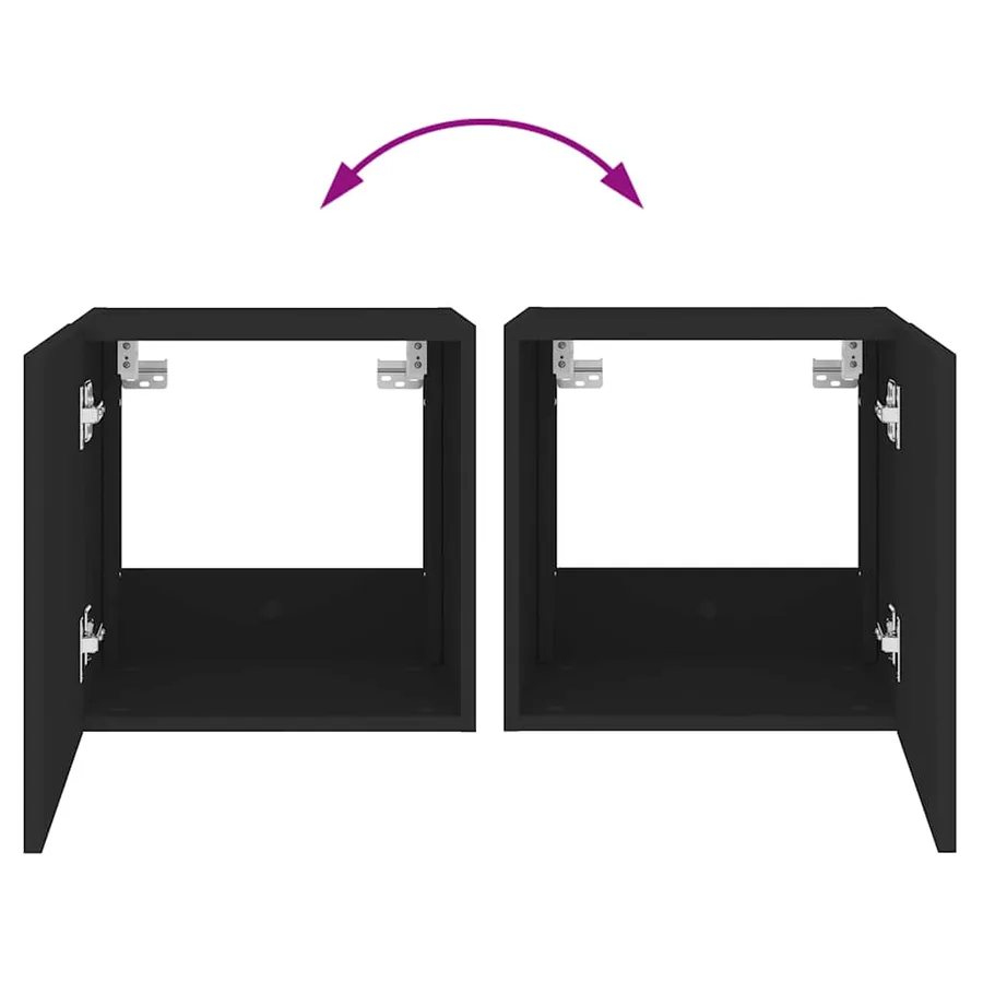 Meubles TV muraux avec lumières LED 2 pcs noir 40,5x35x40 cm - 13