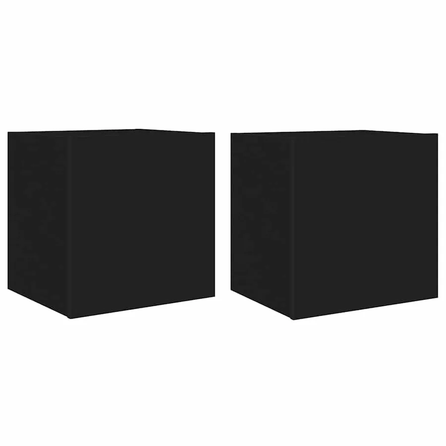 Meubles TV muraux avec lumières LED 2 pcs noir 40,5x35x40 cm - 2