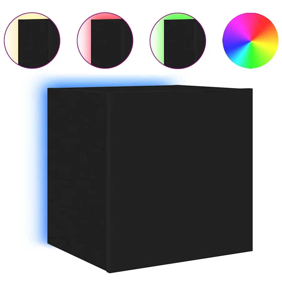 Meubles TV muraux avec lumières LED 2 pcs noir 40,5x35x40 cm - 7