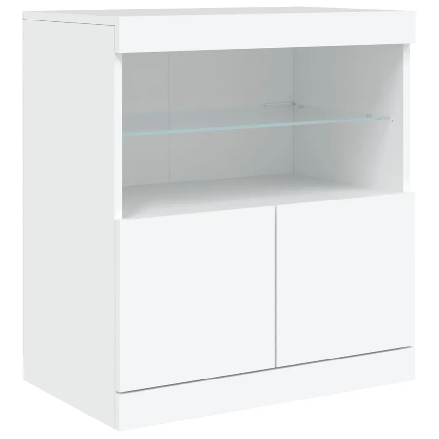 Buffet avec lumières LED blanc 142,5x37x67 cm - 10
