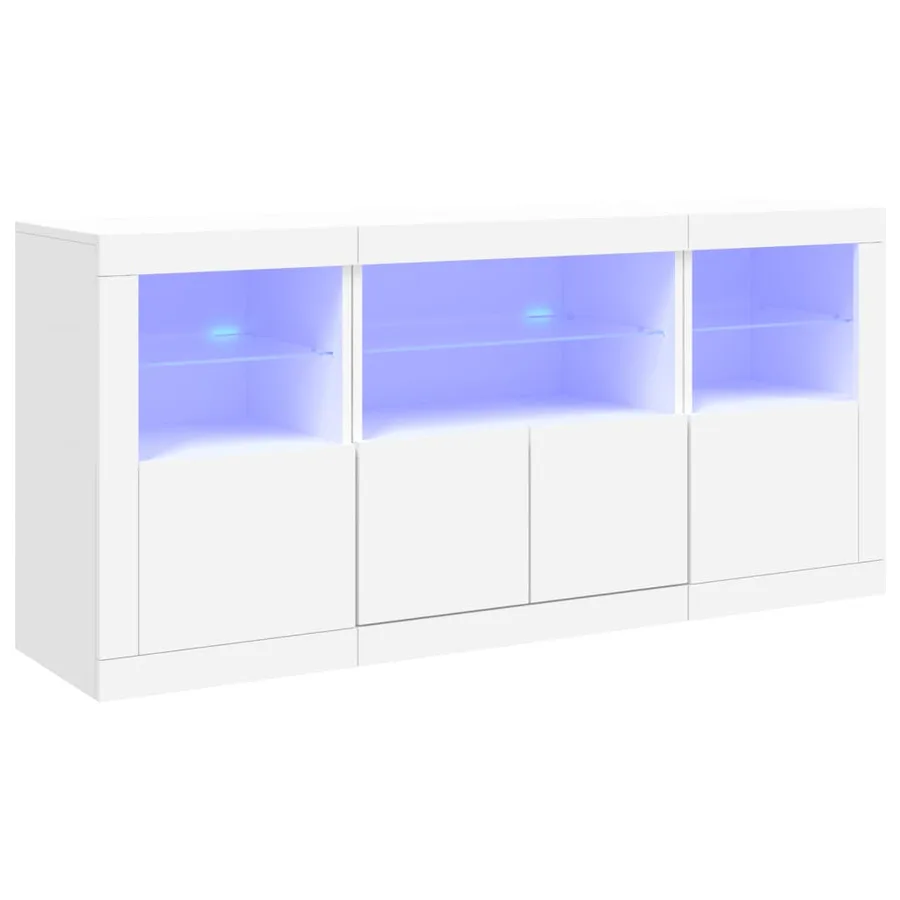 Buffet avec lumières LED blanc 142,5x37x67 cm - 2