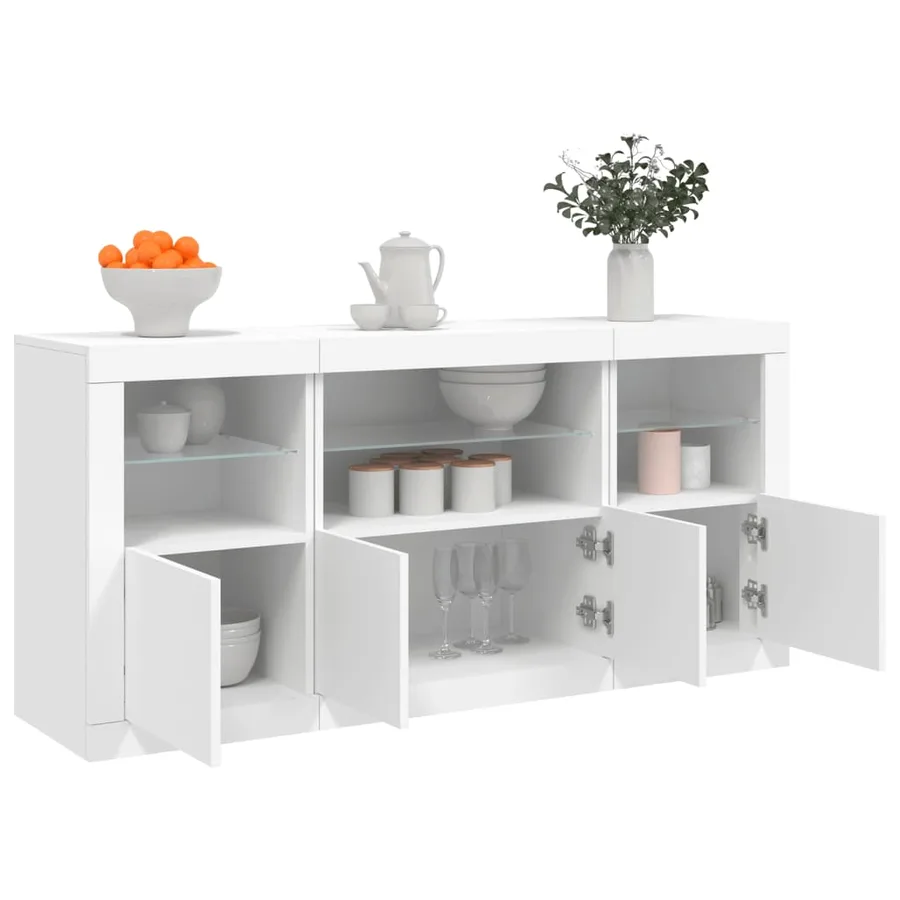Buffet avec lumières LED blanc 142,5x37x67 cm - 4