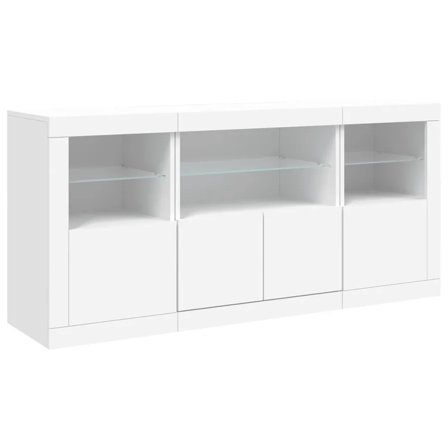 Buffet avec lumières LED blanc 142,5x37x67 cm - 5