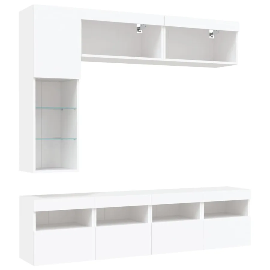 Ensemble de meubles TV muraux 7 pcs avec lumières LED blanc - 3
