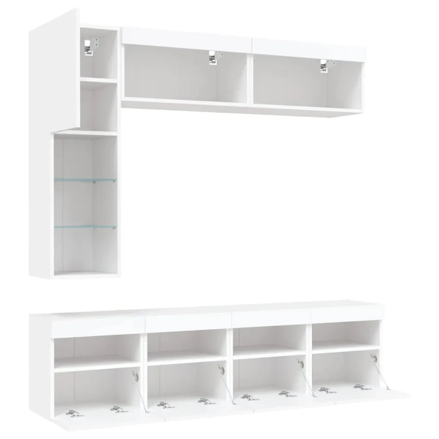 Ensemble de meubles TV muraux 7 pcs avec lumières LED blanc - 6