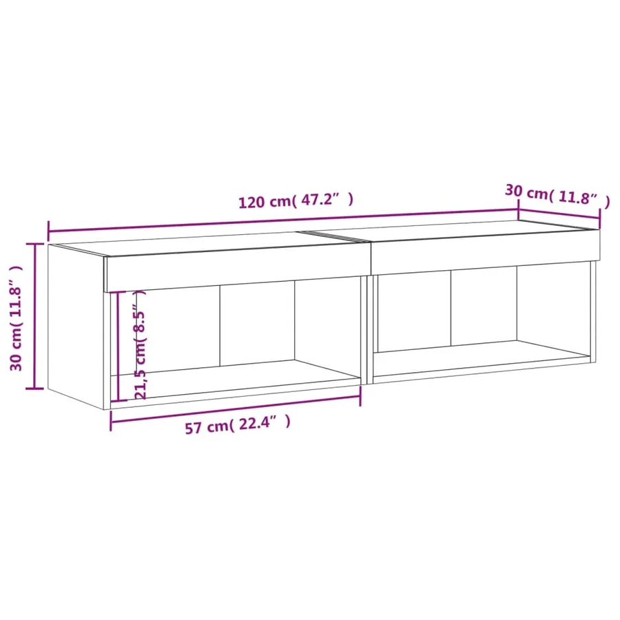 Meubles TV avec lumières LED 2 pcs sonoma gris 60x30x30 cm - 17