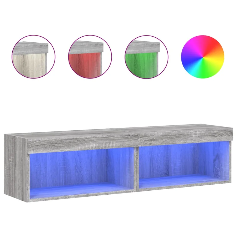 Meubles TV avec lumières LED 2 pcs sonoma gris 60x30x30 cm - 2