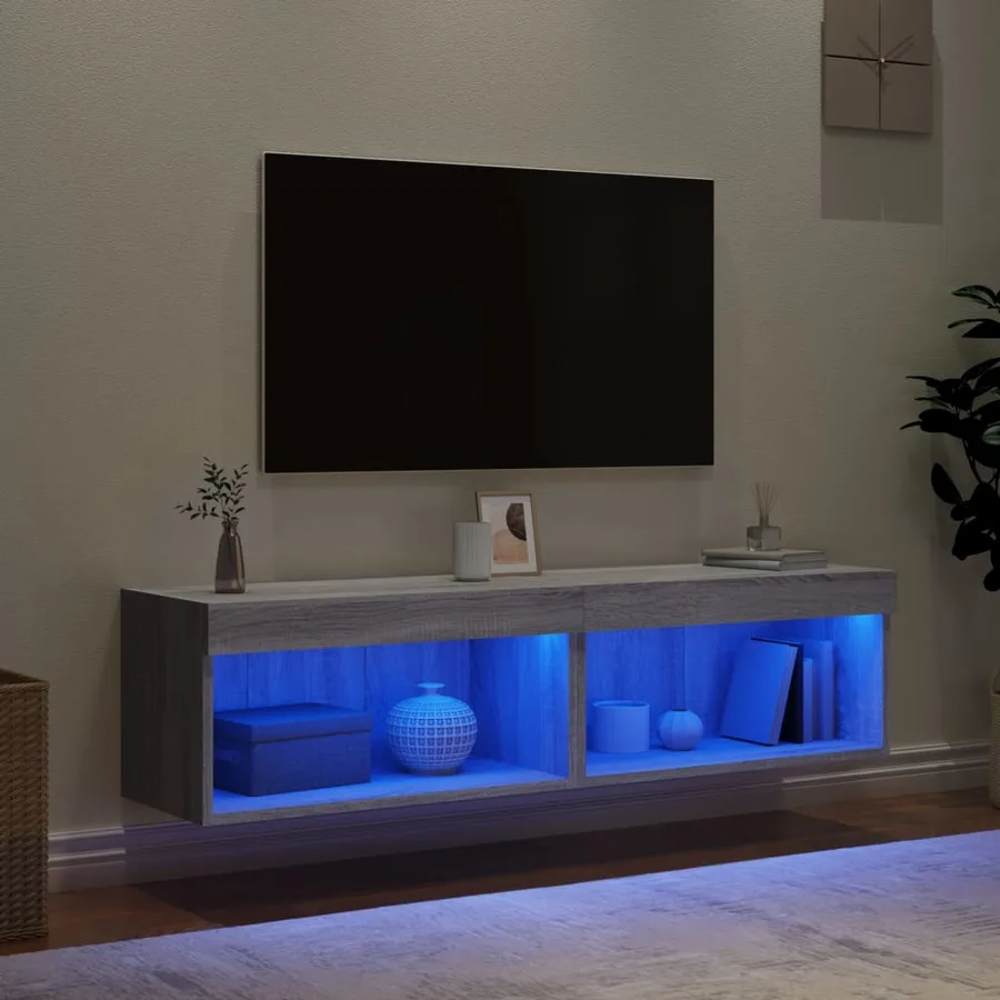 Meubles TV avec lumières LED 2 pcs sonoma gris 60x30x30 cm - 4