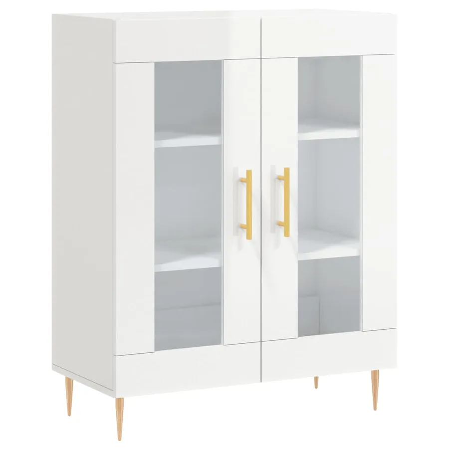 Buffet Blanc brillant 69,5x34x90 cm Bois d'ingénierie - 2