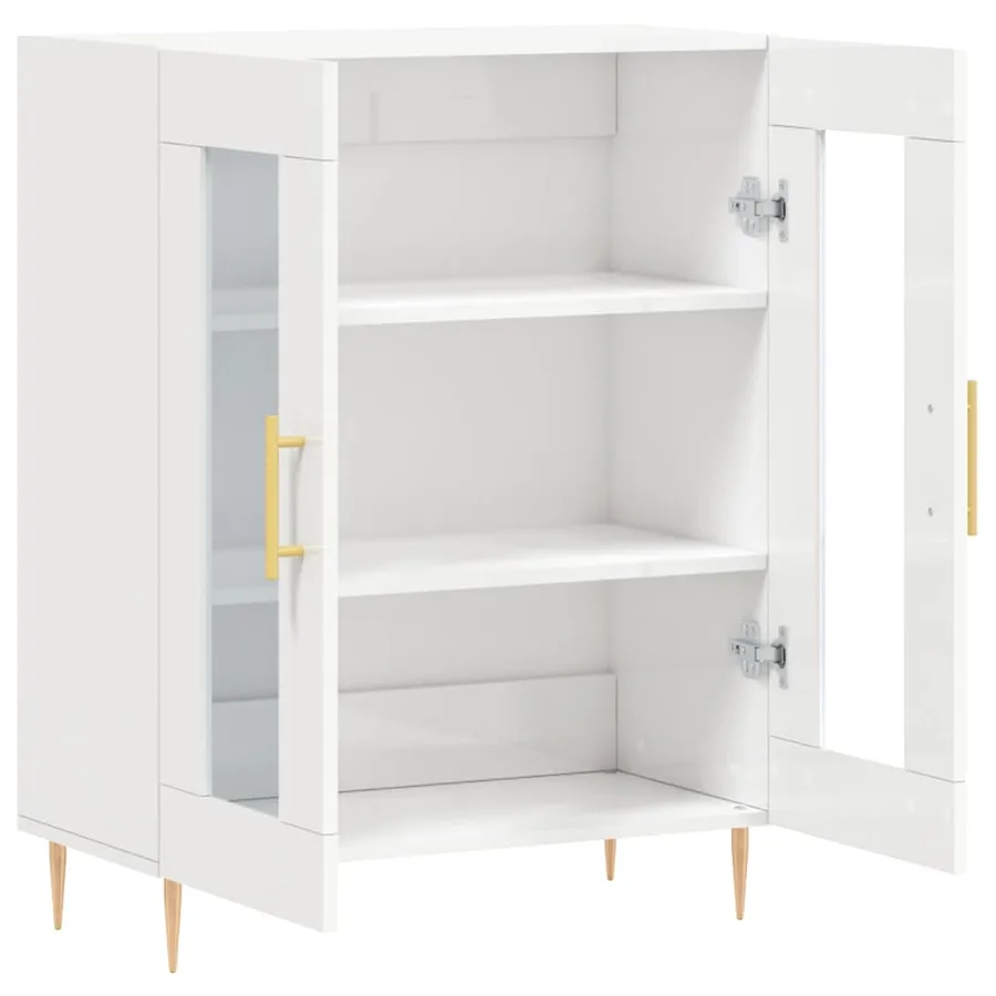 Buffet Blanc brillant 69,5x34x90 cm Bois d'ingénierie - 6
