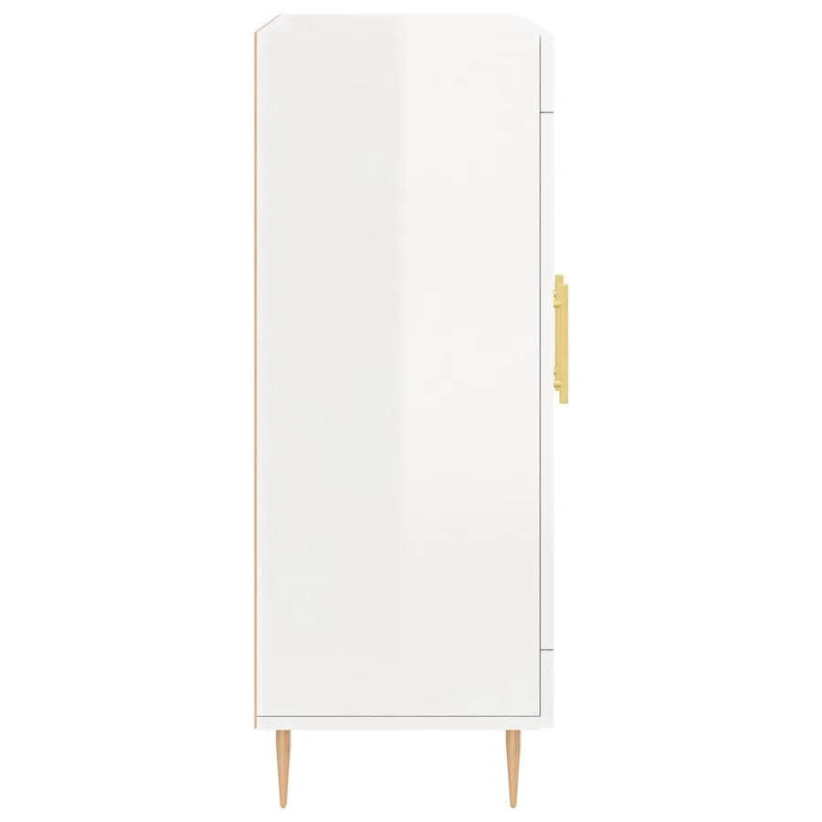 Buffet Blanc brillant 69,5x34x90 cm Bois d'ingénierie - 7