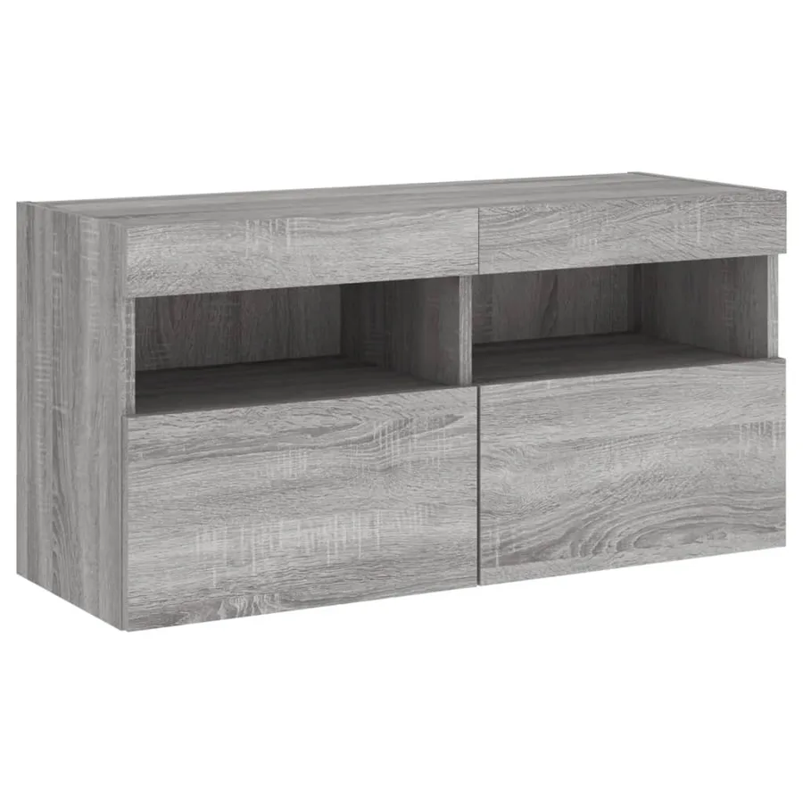 Ensemble de meubles TV muraux 7 pcs et lumières LED sonoma gris - 8
