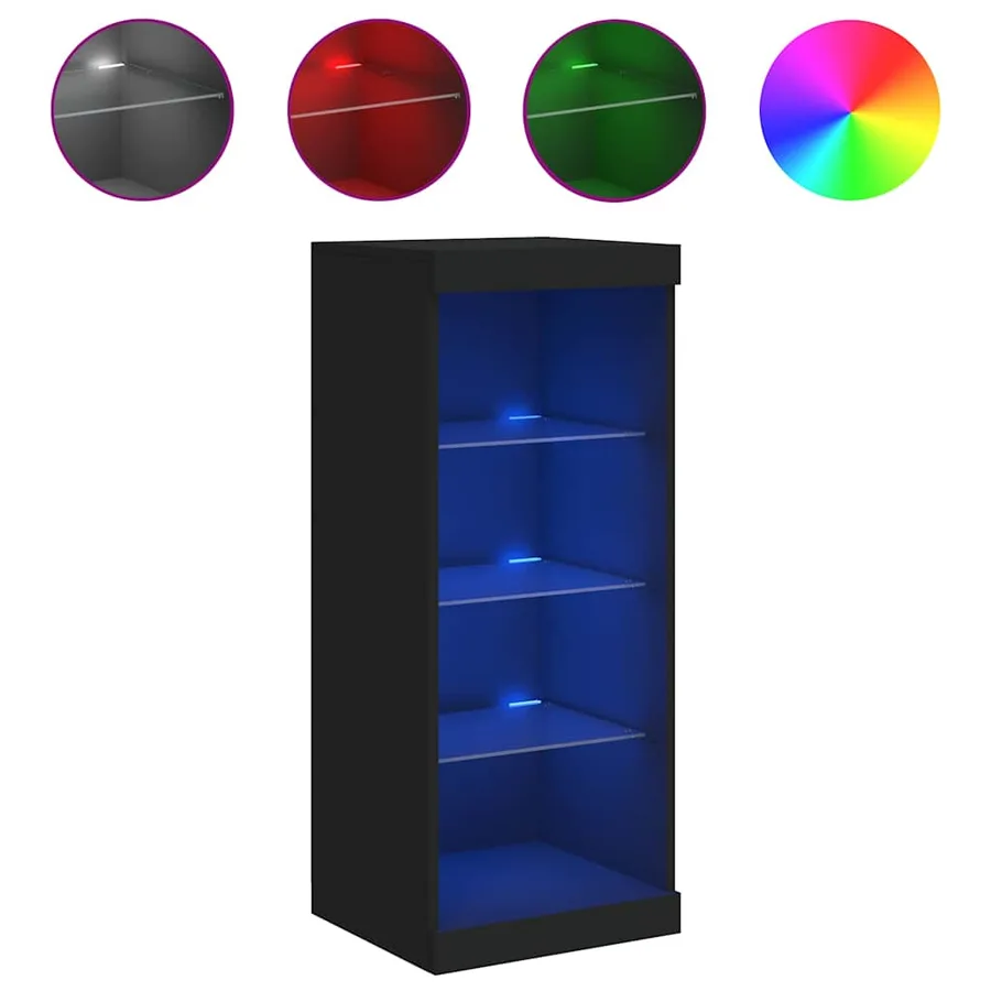 Buffet avec lumières LED noir 41x37x100 cm - 2