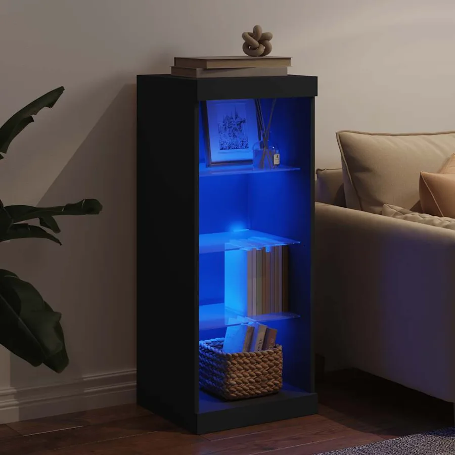 Buffet avec lumières LED noir 41x37x100 cm - 3