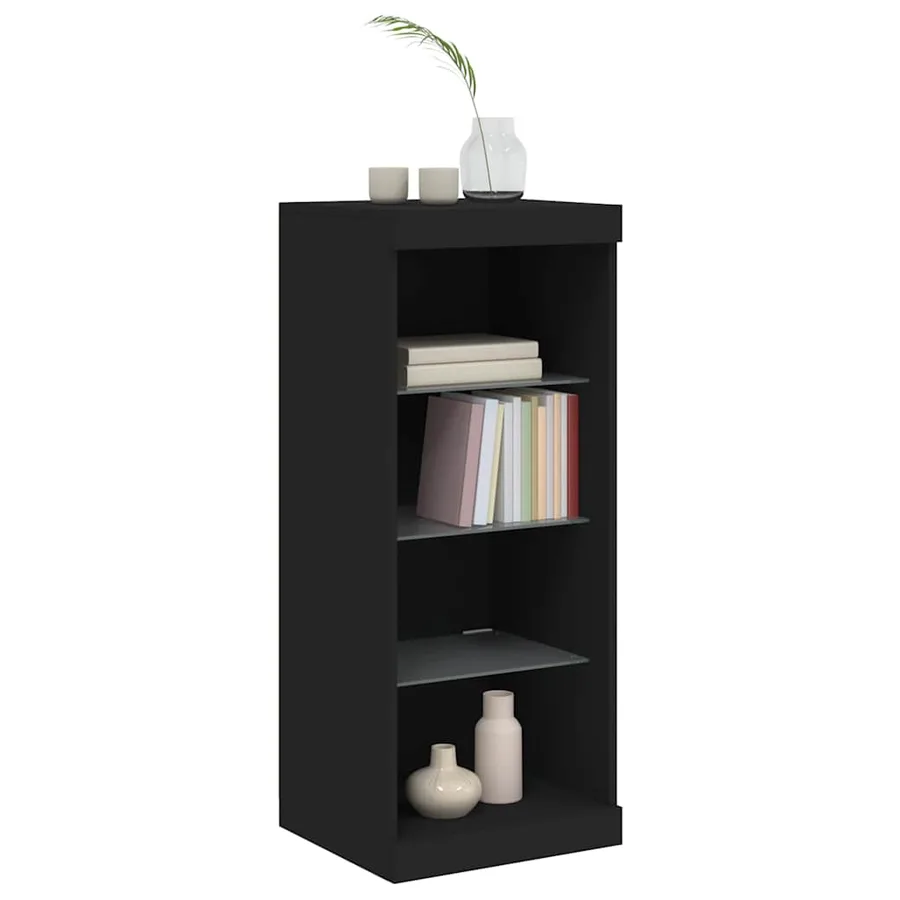 Buffet avec lumières LED noir 41x37x100 cm - 4