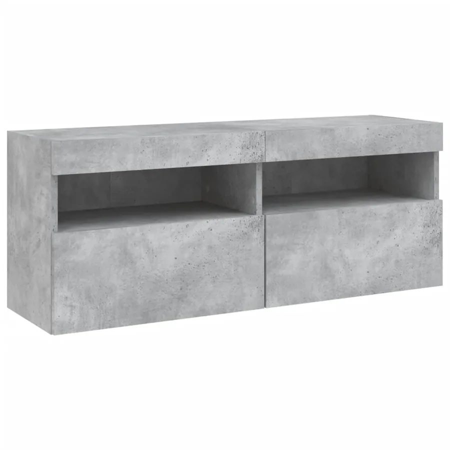 Ensemble de meubles TV muraux 7pcs et lumières LED gris béton - 8