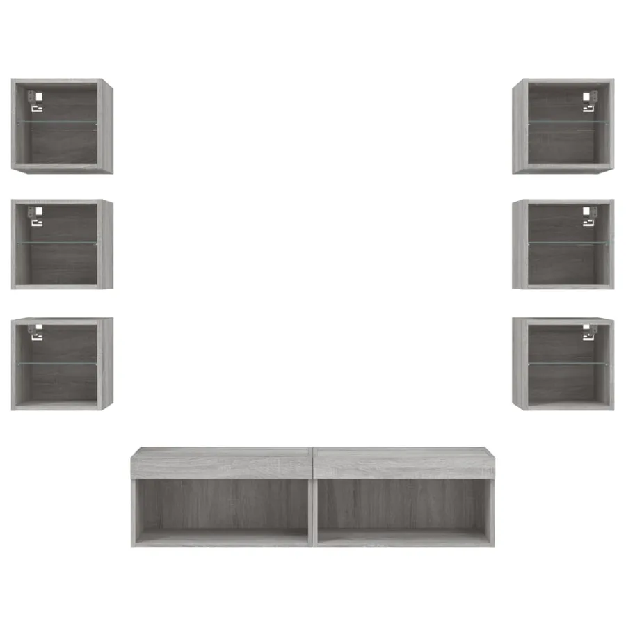 Unités murales TV avec LED 8 pcs gris sonoma bois d'ingénierie - 6