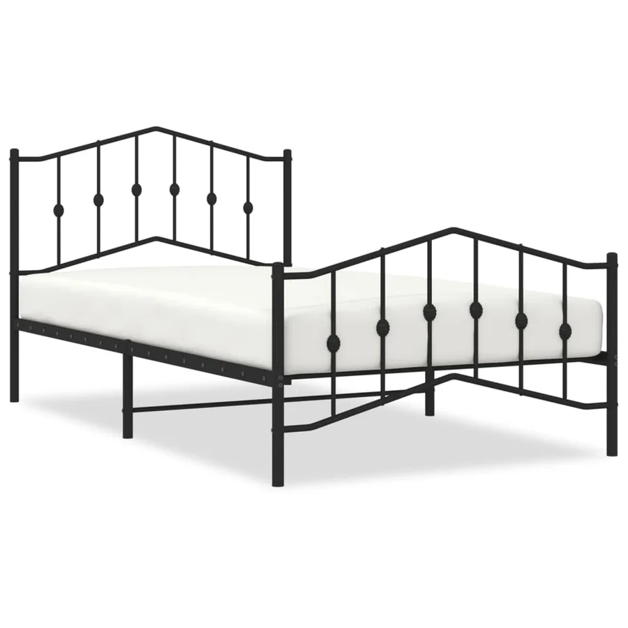 Cadre de lit métal sans matelas avec pied de lit noir 107x203cm - 2